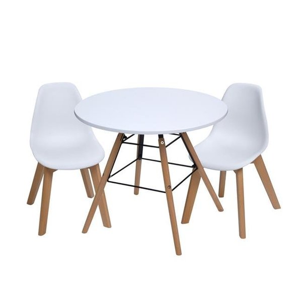Gift Mark Gift Mark T3072W Mid-Century Modern Round Kids Table with White Two Chairs - 12.5 x 12.5 x 22.5 in. T3072W
